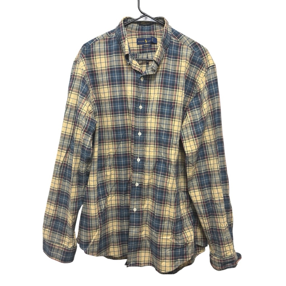 Ralph Lauren Blue and Yellow Casual Button Down Shirt